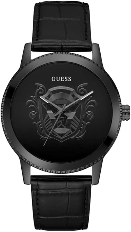 GUESS Men's 44mm Watch - Black Strap Black Dial Black Case