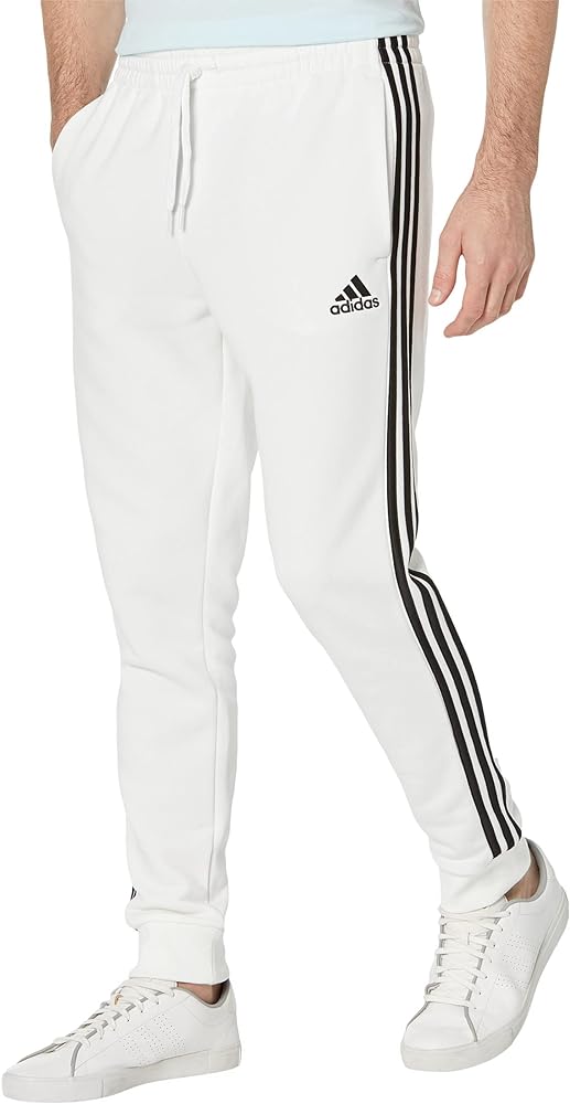 Adidas Essentials 3-Stripes Tapered Cuff Fleece Pants White/Black XL R