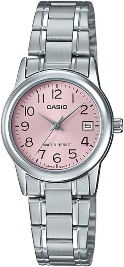 Casio #LTP-V002D-4B Women's Standard Stainless Steel Pink Dial Date Watch