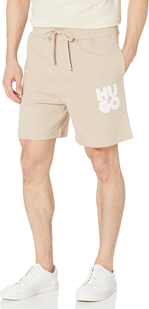 HUGO Men's Sprayed Logo French Terry Comfort Shorts