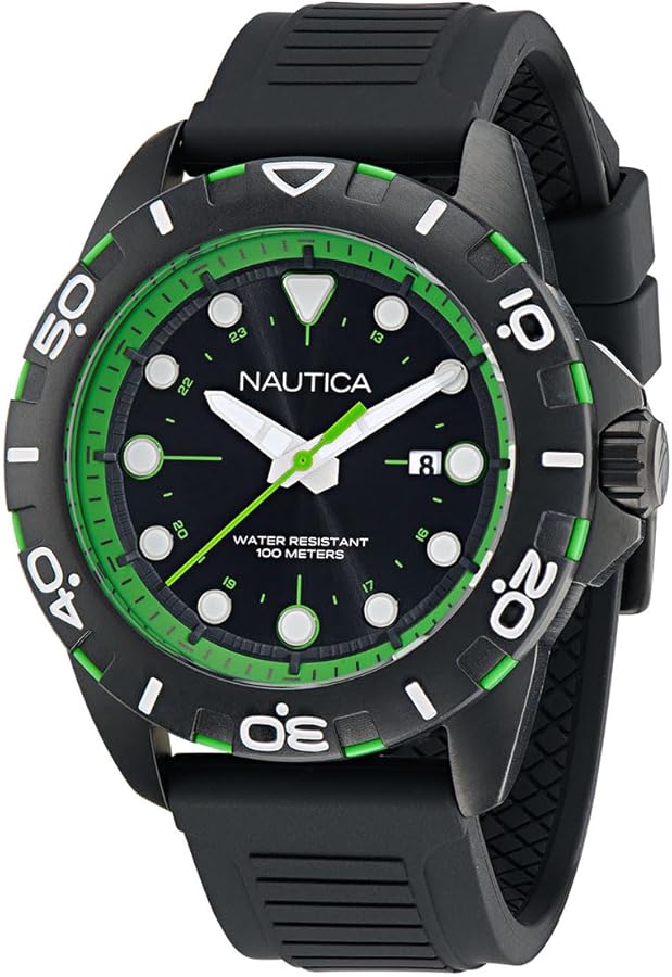 Nautica Men's Black Silicone Strap Watch (Model: NAPNRS402)