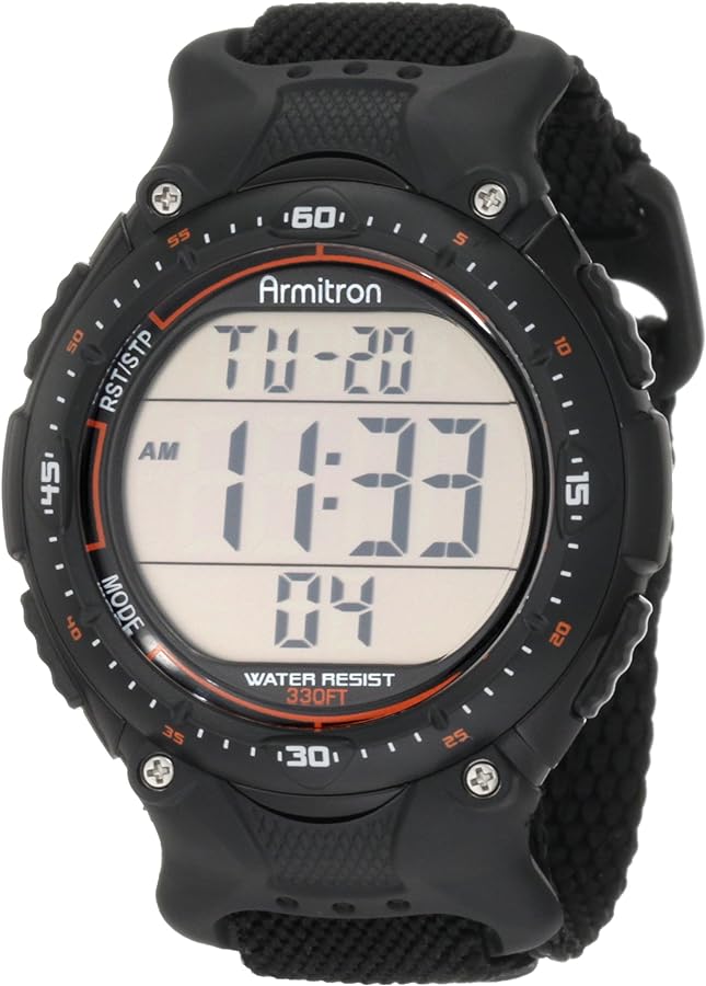 Armitron Sport Men's 408159BLK Chronograph Black Strap Digital Display Watch