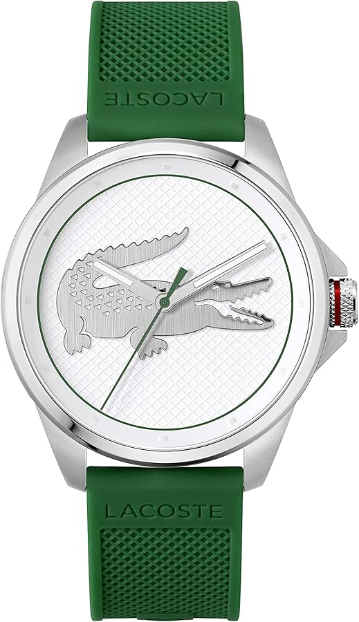 Lacoste Le Croc Men's Quartz Stainless Steel and Silicone Strap Watch, Color: Green (Model: 2011157)