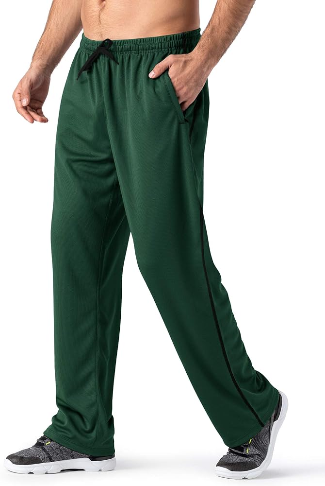 MAGNIVIT Men's Lightweight Sweatpants Loose Fit Open Bottom Mesh Athletic Pants with Zipper Pockets