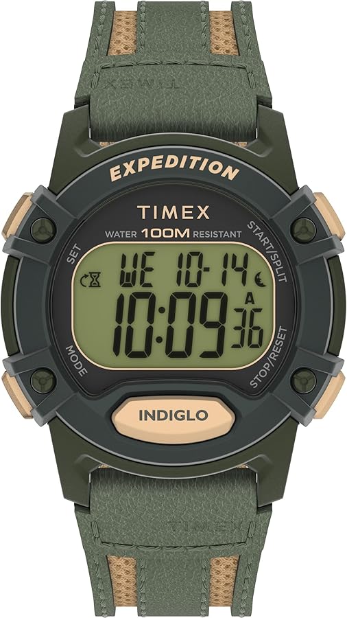 Timex Men's Expedition CAT5 41mm Watch - Green Strap Digital Dial Green Case