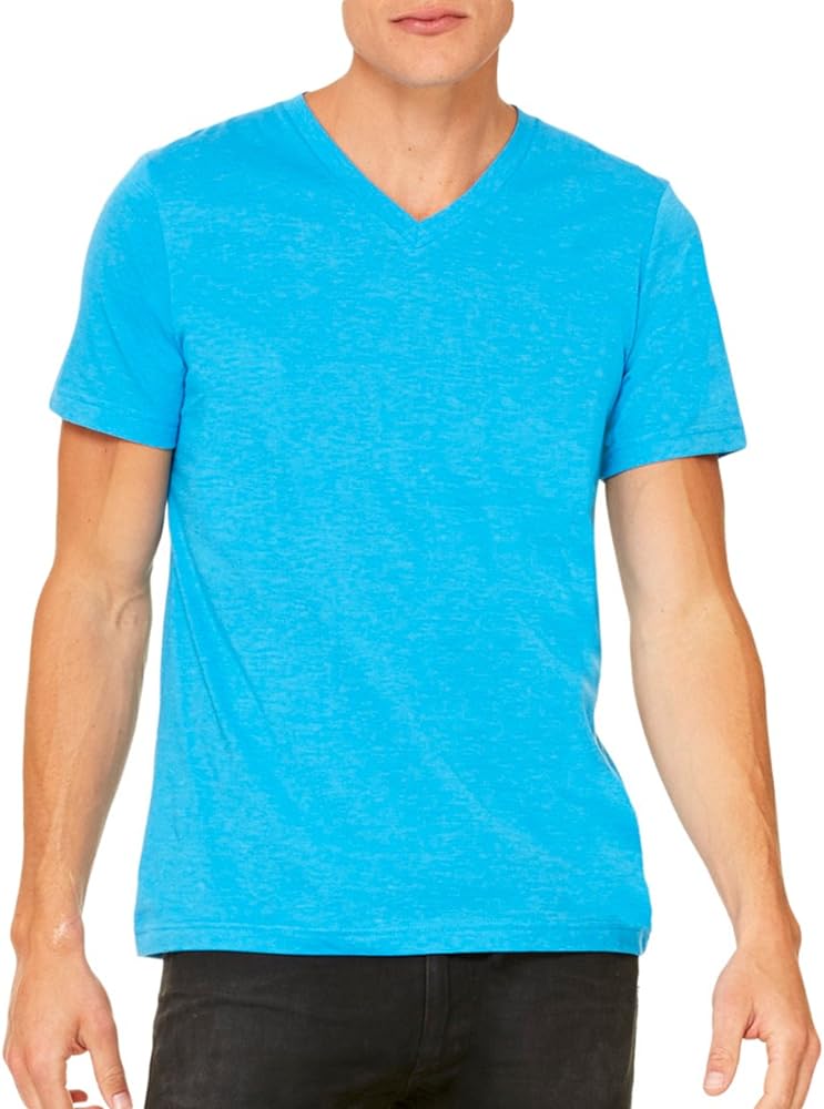 Bella + Canvas Unisex Jersey Short-Sleeve V-Neck T-Shirt XL NEON BLUE