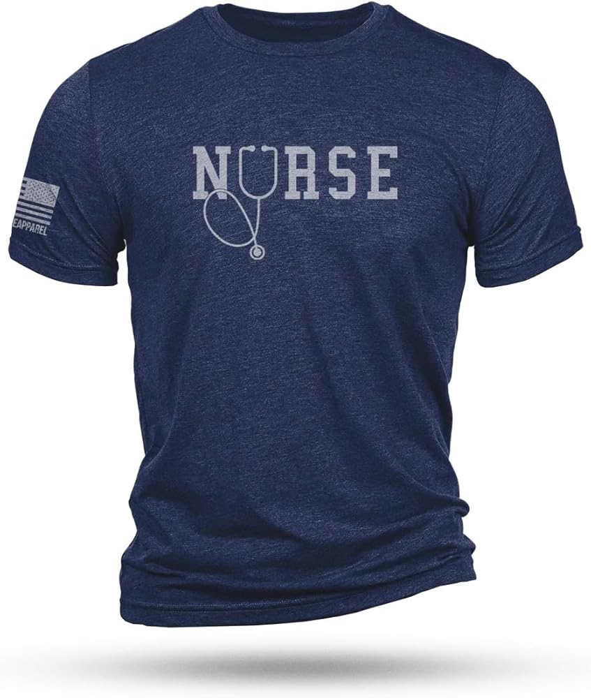 Nine Line NURSE Triblend T-Shirt - Unisex Patriotic Shirt - American Flag on Sleeve