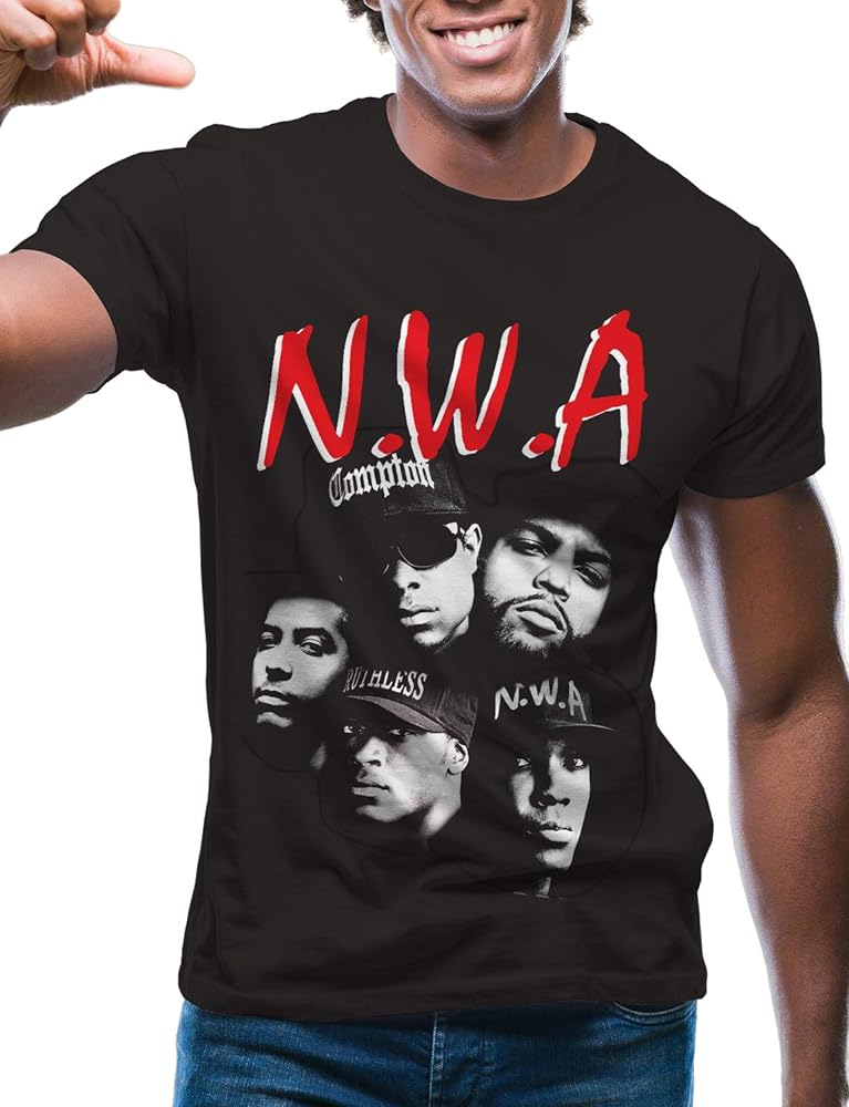 Swag Point Men’s Graphic T Shirts – 100% Cotton Casual Streetwear Hipster Hip Hop Tshirts Short Sleeve Print Tops NWA-BLK L