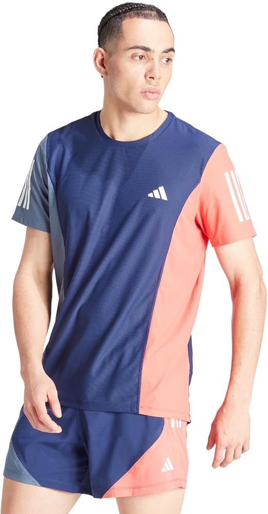 adidas Men's Own The Run Colorblock T-Shirt, Dark Blue/Preloved Ink/Preloved Scarlet