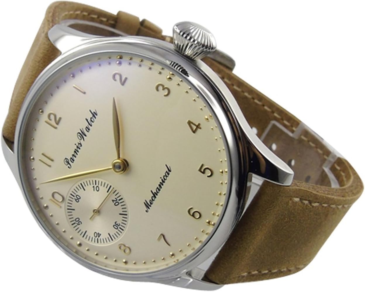 44mm parnis Light Yellow dial Big Pilot 6497 Movement Hand Winding Mens Watch PA-01172