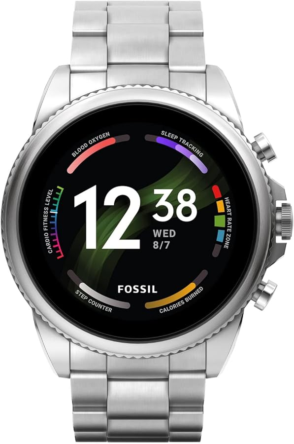 Fossil Men's Gen 6 44mm Stainless Steel Touchscreen Smart Watch, Color: Silver (Model: FTW4060V)