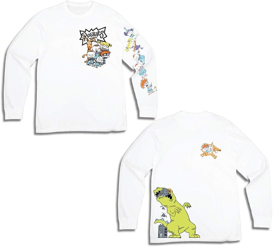 Nickelodeon Mens Long Sleeve Shirt - #TBT Mens 1990's Clothing - Rugrats, Hey Arnold, Ren and Stimpy