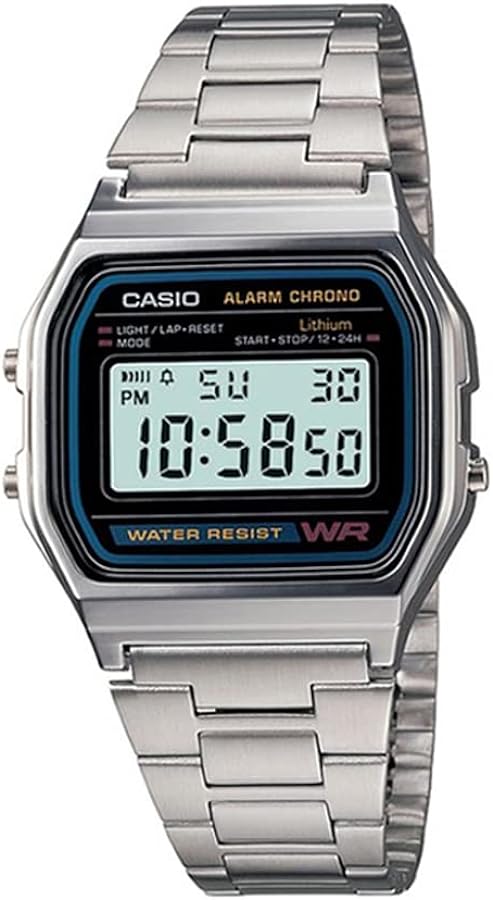 Casio A158WA Series | Unisex Digital Watch | Vintage | WR | 100 SEC Stop Watch | Daily Alarm | Regular Time Keeping: Hour, Minute, Second, PM, Date, Day | Led Light | 7 Yr Battery