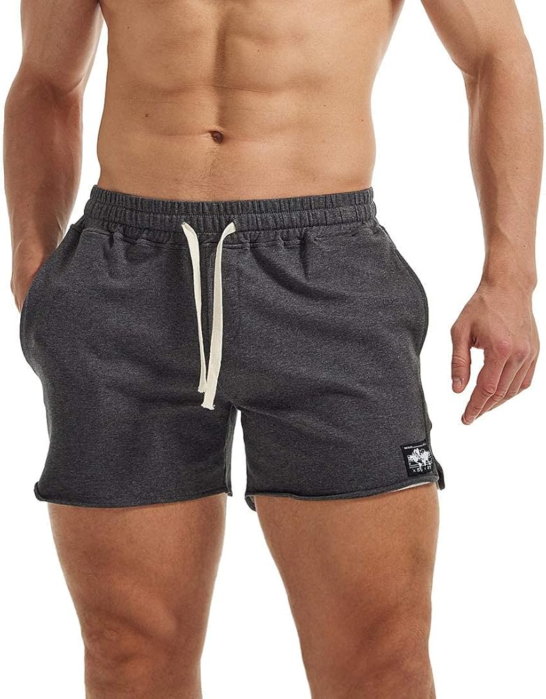 AIMPACT Men's Athletic Shorts Bodybuilding Workout Cotton Gym Shorts with Pockets