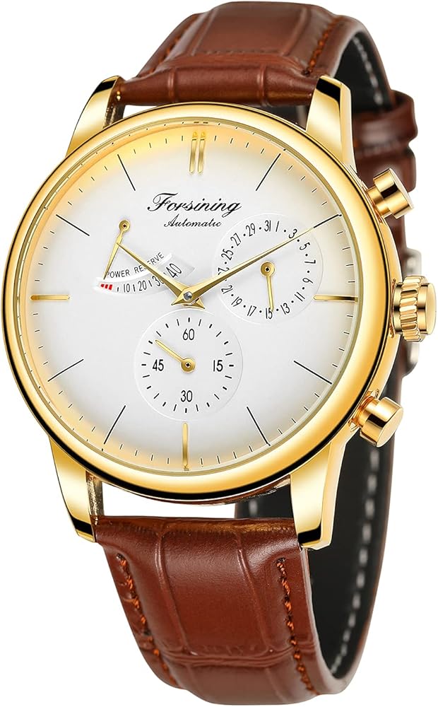 FORSINING Men's Automatic Watch Power Reserve Date Display Fashion Mechanical Wristwatch