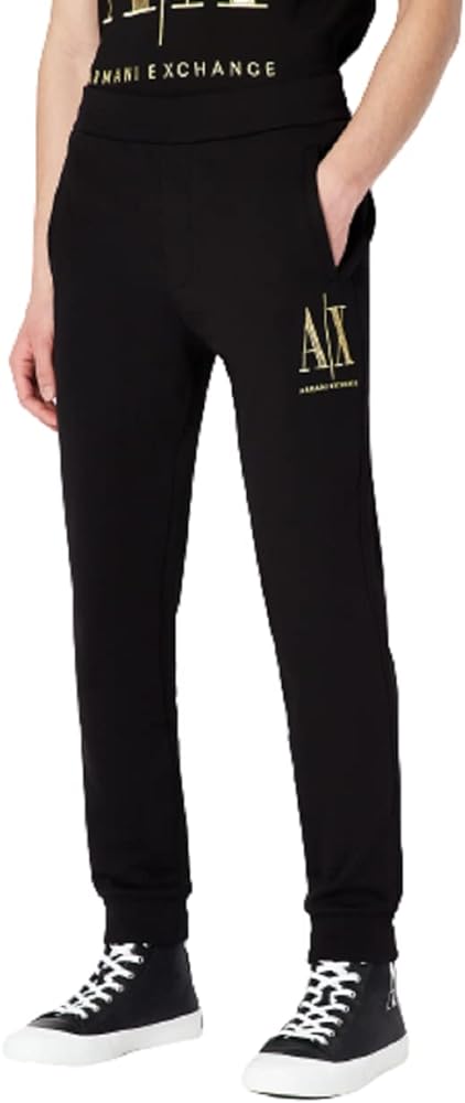 A｜X ARMANI EXCHANGE Men's Gold Icon Logo Fleece Jogger