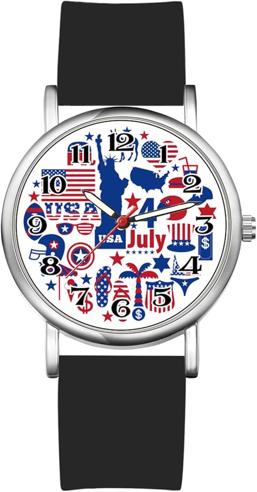 Avaner Men's American Flag Watches: Silicone Band Analog Quartz Wrist Watches for Men and Women