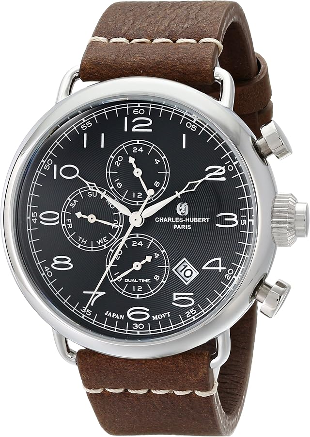 Charles-Hubert, Paris Men's 3958-B Premium Collection Analog Display Japanese Quartz Brown Watch