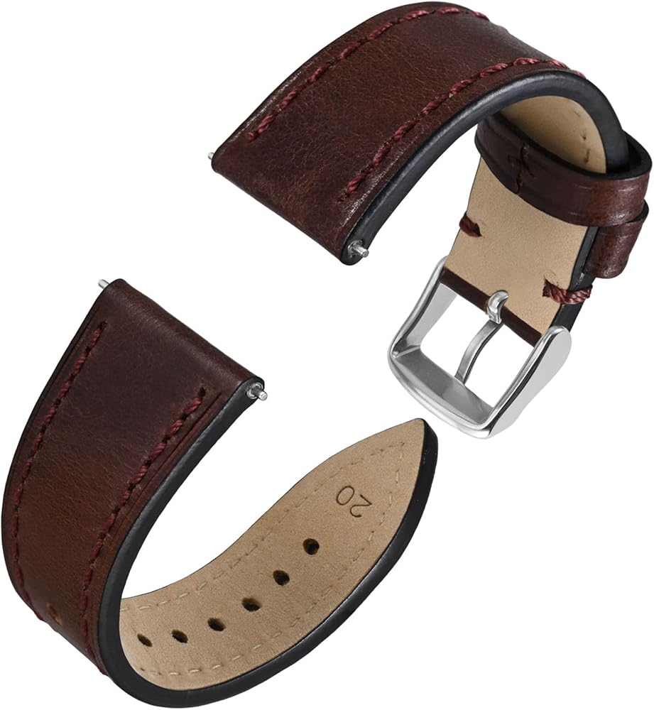 Anbeer Vintage Leather Watch Band,18mm 20mm 22mm Quick Release Replacement Calf Skin Watch Strap for Men and Women,Stainless Steel Buckle