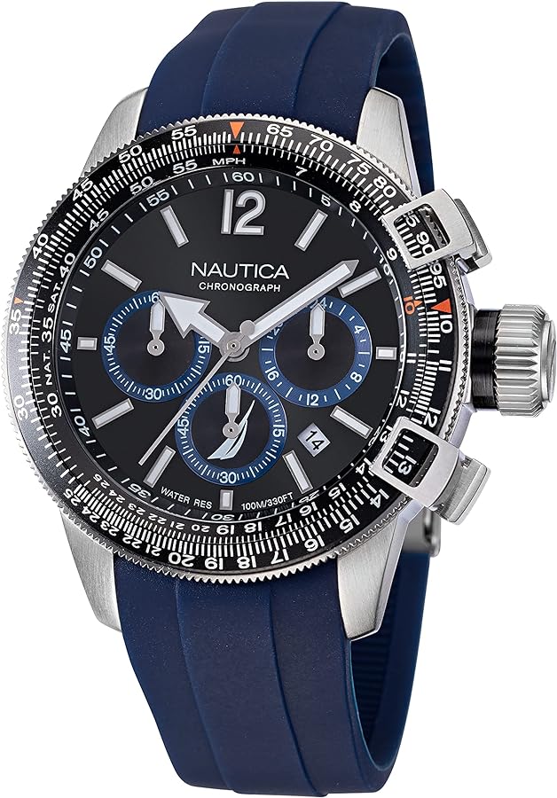 Nautica Men's NAPBFF101 BFC Grey/Black/Blue Silicone Strap Watch