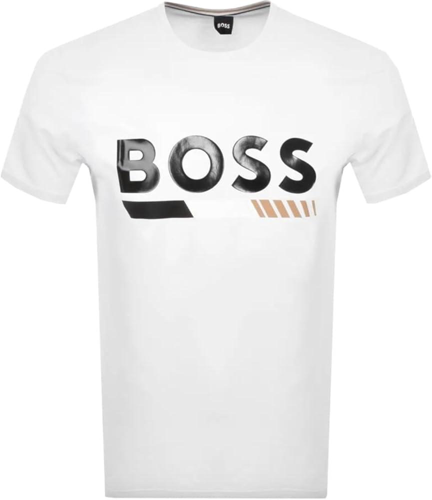 Hugo Boss Men's Tiburt 410 White Logo Short Sleeve Crew Neck T-Shirt (XXL)