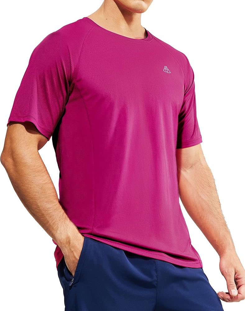 Haimont Men's Running T Shirts Dry Fit Shorts Sleeve Breathable Athletic Workout Gym Shirt Moisture Wicking Lightweight