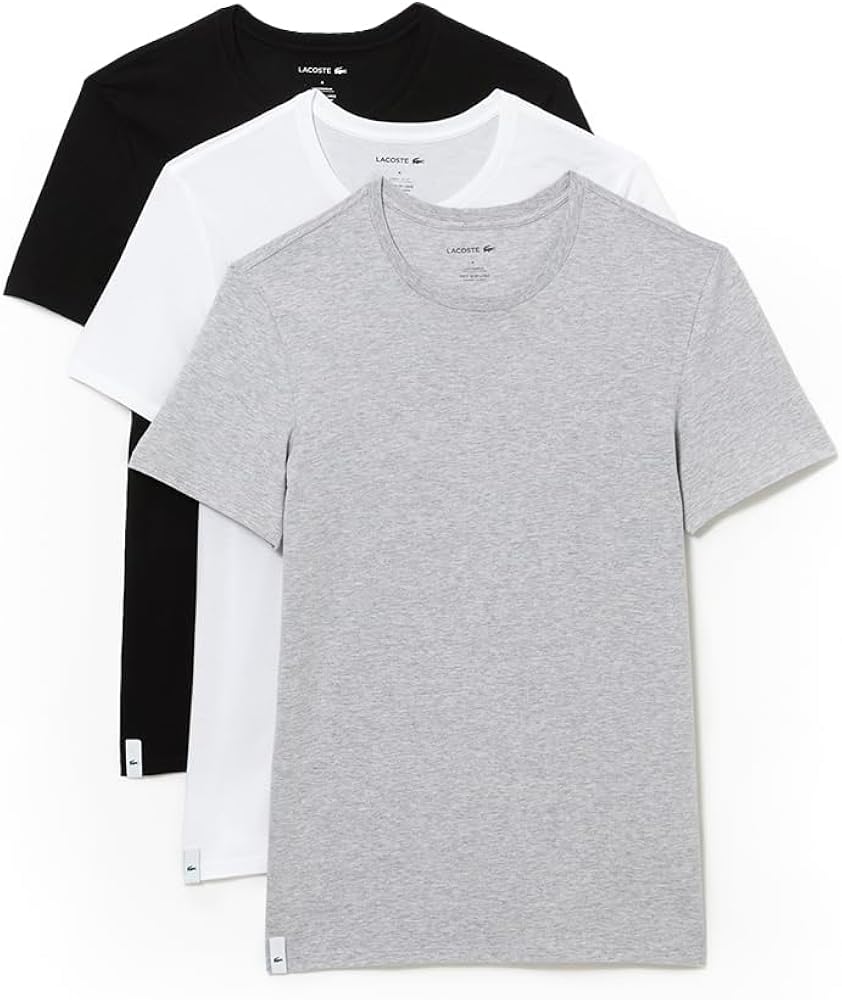 Lacoste Men's Essentials 3 Pack 100% Cotton Regular Fit Crewneck T-Shirts