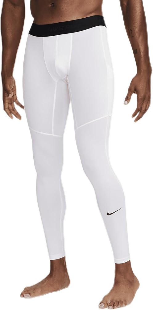 Nike Pro Men's Dri-FIT Fitness Tights (White/Black, FB7952-100) Size Small