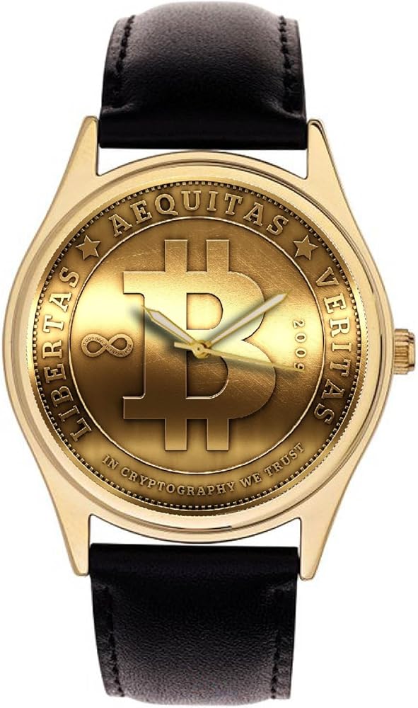 Beautiful Bitcoin Medallion Art Collectible 40 mm Solid Brass Wrist Watch Cryptocurrency