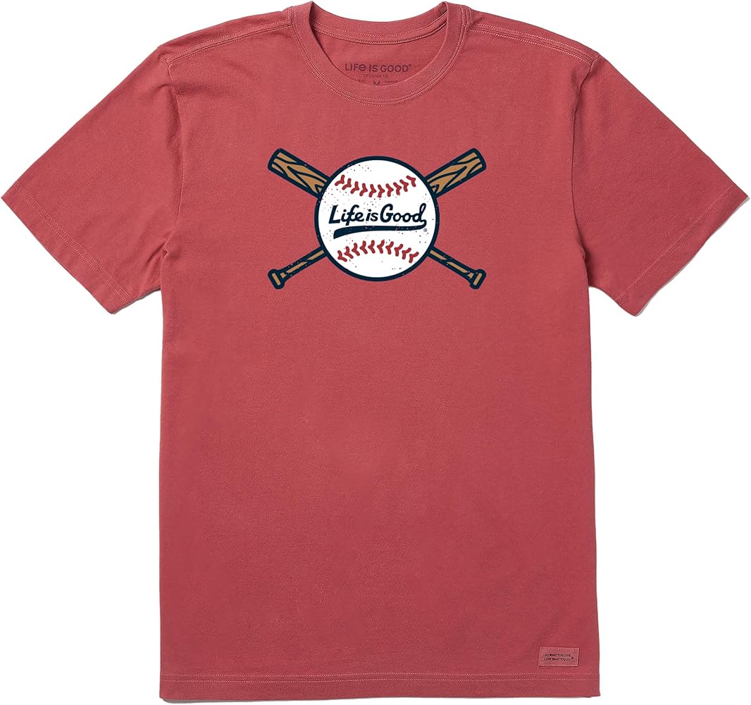 Life is Good. Men's Crusher Tee Baseball and Bats, Heather Gray