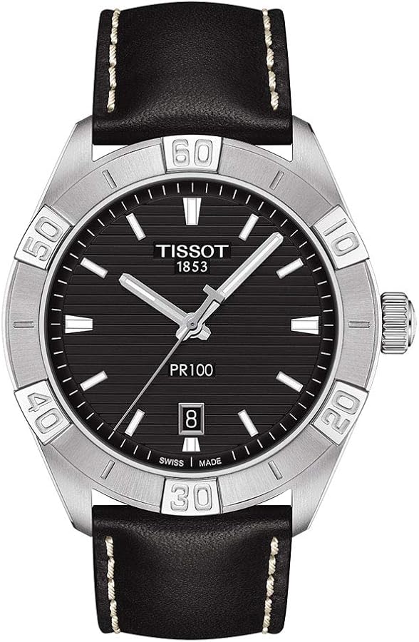 Tissot mens PR 100 Classic Stainless Steel Dress Watch Black T1016101605100