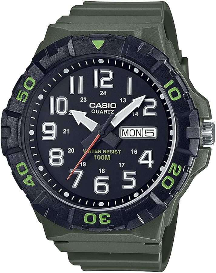 Casio Men Watch Analog Black Dial Resin Band MRW-210H-3AVDF., Green