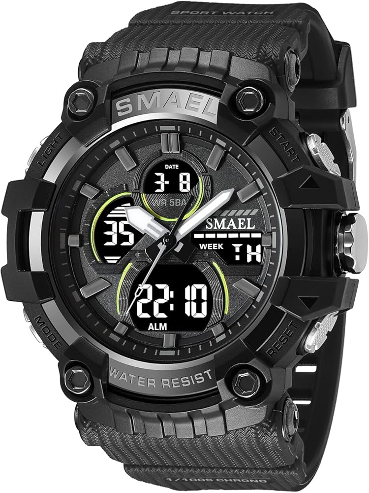 KXAITO Men's Watches Sports Outdoor Waterproof Military Watch Date Multi Function Tactics LED Face Alarm Stopwatch for Men 8079