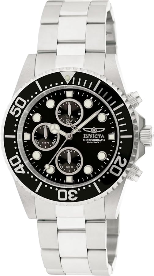 Invicta Men's 1768 Pro Diver Collection Stainless Steel Watch with Black Dial