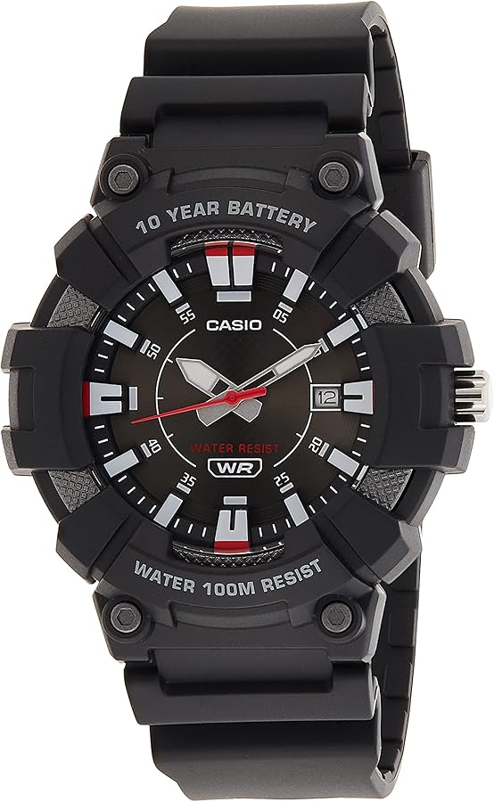 Casio Men's Heavy Duty 10-Year Battery Date Indicator Watch (Model: MW610H-1AV) (Black)