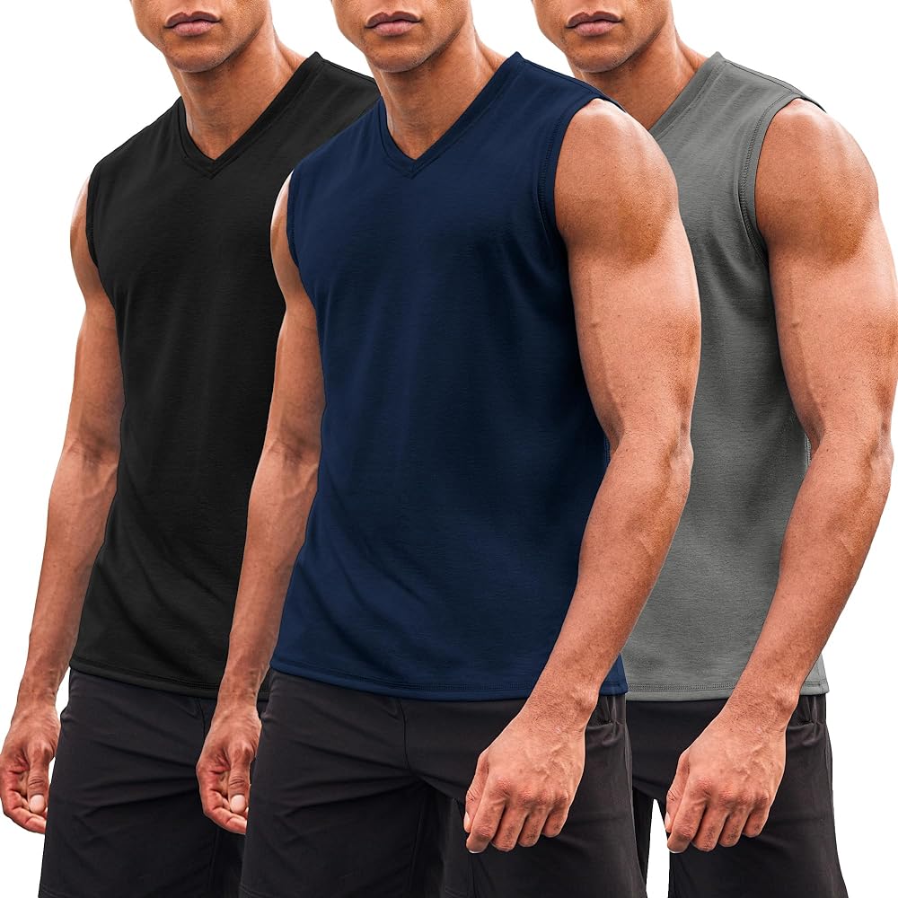 COOFANDY Men's 3 Pack Workout Tank Tops Gym Sleeveless Shirts V Neck Bodybuilding Muscle Tee Shirt