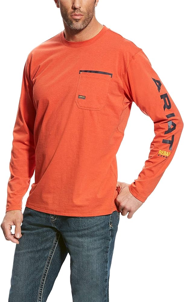 ARIAT Men's Big and Tall Rebar Workman Logo Long Sleeve Crew