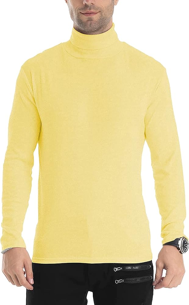 Men Slim Fit Lightweight Long Sleeve Pullover Top Turtleneck T-Shirt