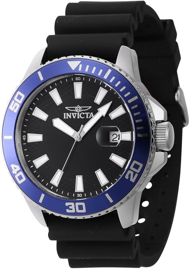 Invicta Men's Pro Diver 45mm Silicone Quartz Watch, Black (Model: 46089)