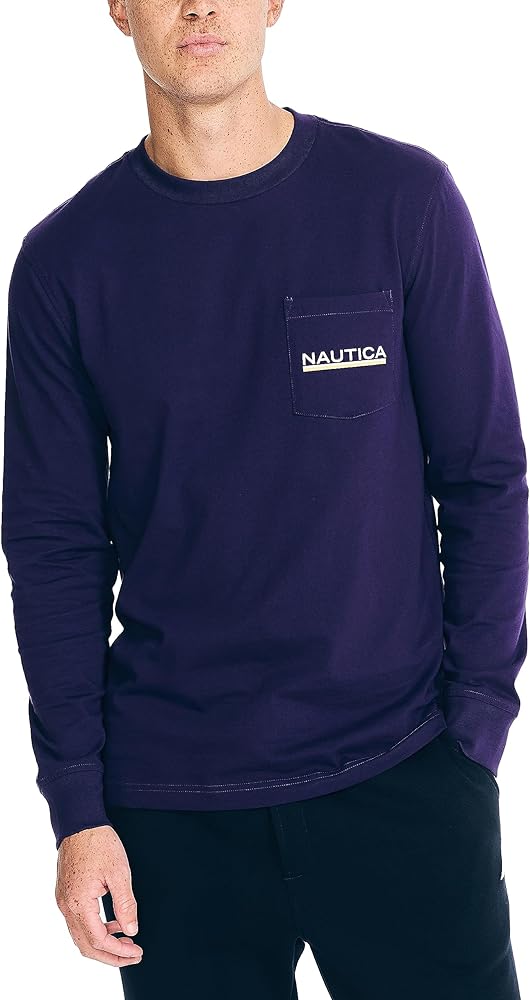 Nautica Men's Long-Sleeve Graphic Pocket T-Shirt