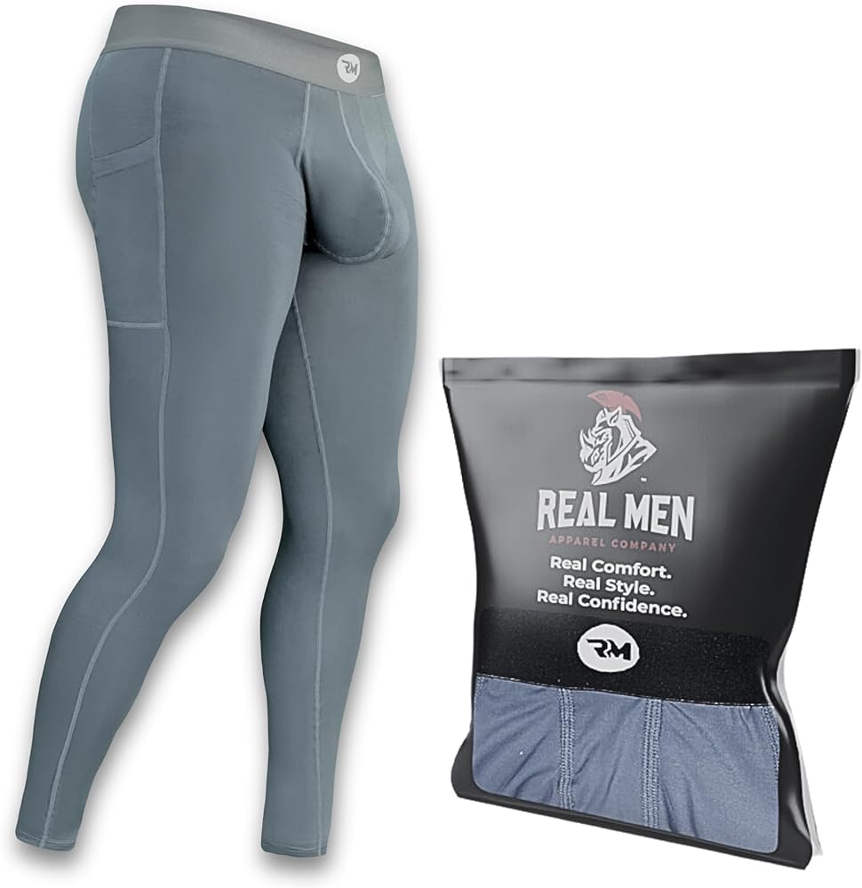 Real Men D Pouch Compression Pants Men, Mens Leggings, Yoga Pants, Tights, Base Layer Men Cold Weather