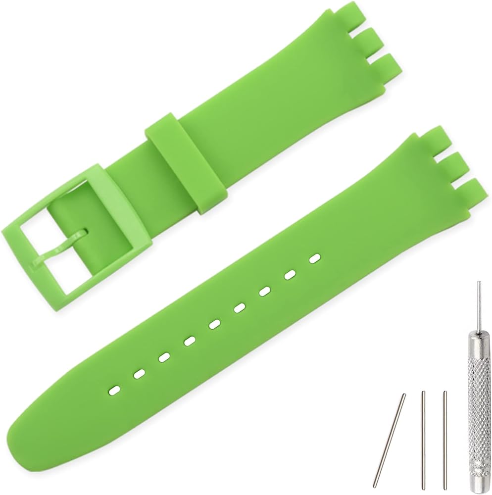 Replacement Silicone Band for Swatch 17mm 19mm 20mm, Waterproof Wristband Watch Strap for Swatch