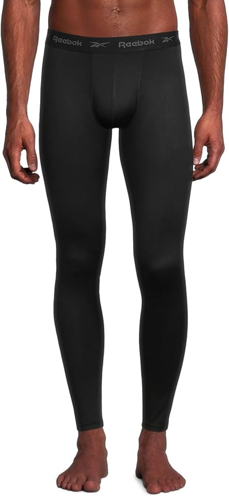 Reebok Mens Compression Pants – Athletic Base Layer Mens Leggings Thermal Pants - Performance Compression Tights for Men S-XL