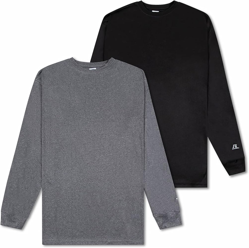 Russell Athletic Big and Tall Long Sleeve Dry Fit Shirts – 2 Pack Workout Shirts