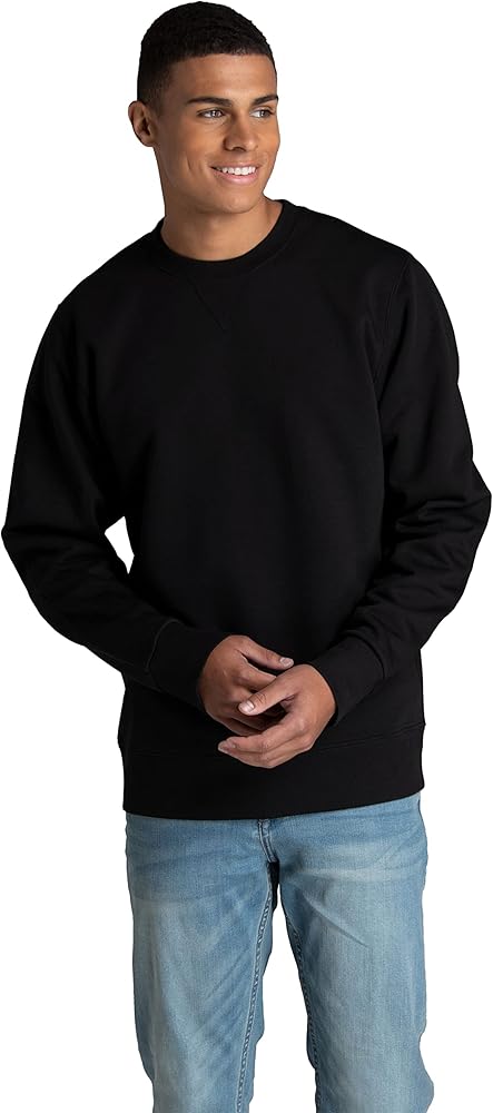 Fruit of the Loom Men's Crafted Comfort Fleece Crewneck Sweatshirts & Pullover Hoodies, Super Soft Cotton Blend, Sizes S-2X, Midnight Black, Large