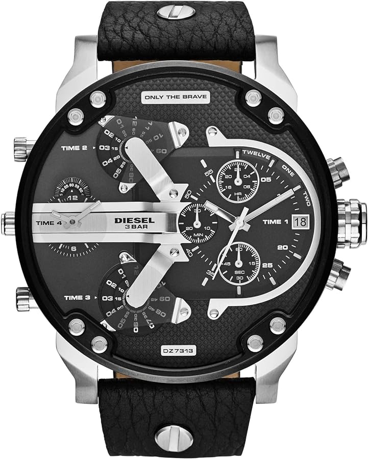 Diesel Mr. Daddy 2.0 Men's Watch with Oversized Chronograph Watch Dial and Stainless Steel, Silicone or Leather Band