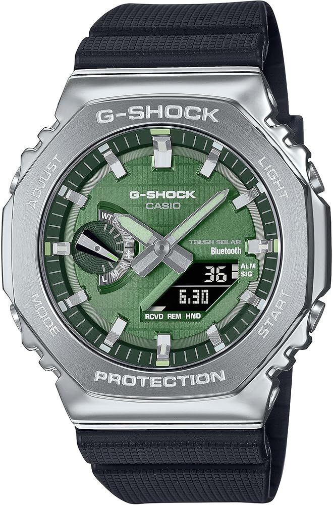 G-Shock Casio G-Steel Solar Connected Green Dial Black Resin Strap Watch - GBM2100A-1A3