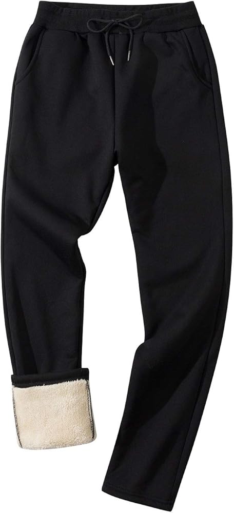 Gihuo Men's Winter Fleece Pants Sherpa Lined Sweatpants Active Running Jogger Pants