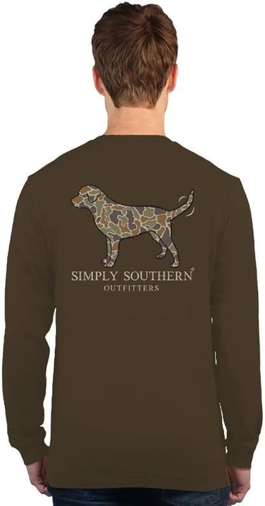 Simply Southern | Camoflauge Dog | Preppy and Stylish Unisex Umber Relaxed-Fit Long Sleeve T-Shirt