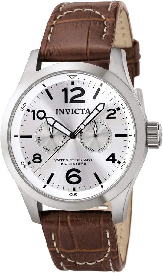 Invicta Men's 0765 I-Force Silver Dial Brown Leather Watch